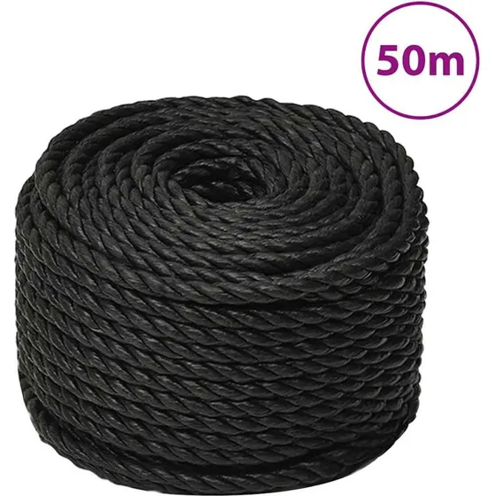 vidaXL Arbejdsreb 10 mm 50 m sort