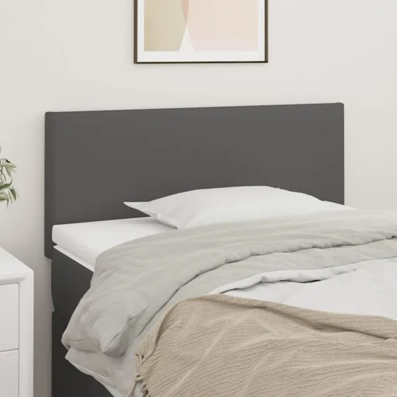 vidaXL Sengegavl 90x5x78/88 cm Grå Kunstlæder