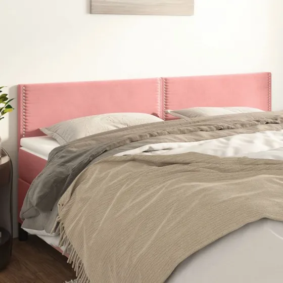 vidaXL Sengegavle 180x5x78/88 cm Fløjl Lyserød