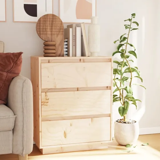 vidaXL Skænk 60x34x75 cm Massivt Fyrretræ, Naturfarvet