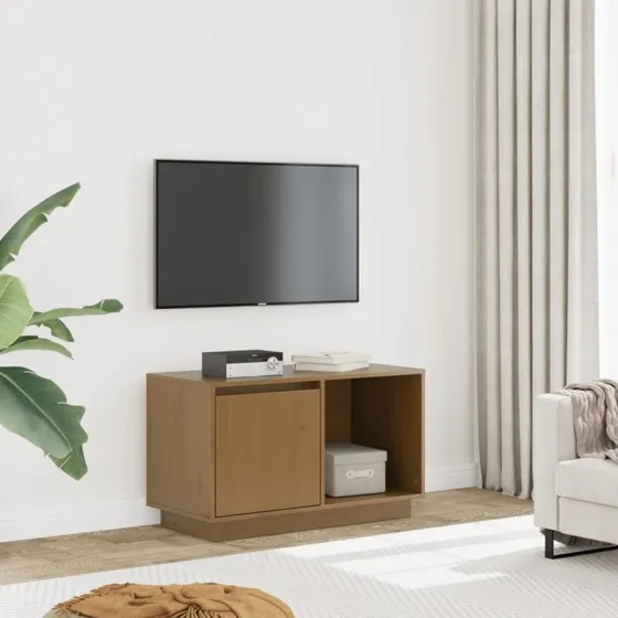vidaXL tv-bord 74x35x44 cm massivt fyrretræ gyldenbrun