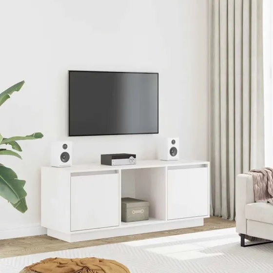 vidaXL tv-bord 110,5x35x44 cm massivt fyrretræ hvid