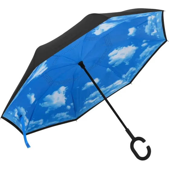 vidaXL Paraply 108 cm C-håndtag sort