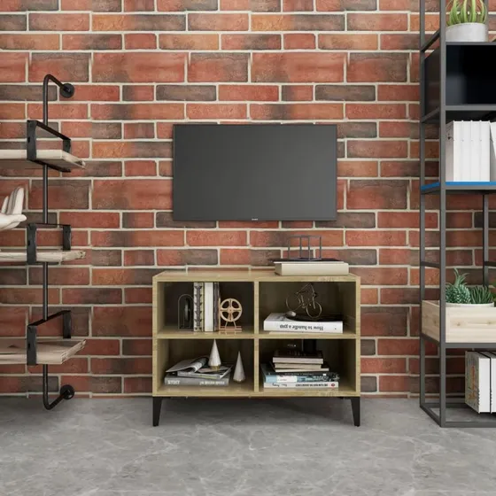 vidaXL tv-skab med metalben 69,5x30x50 cm, sonoma-eg