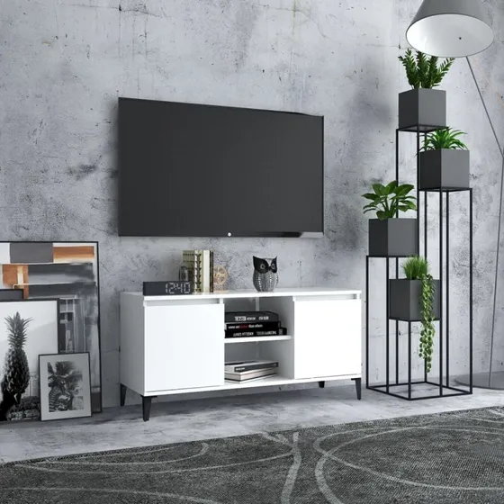 vidaXL tv-skab med metalben 103,5x35x50 cm hvid