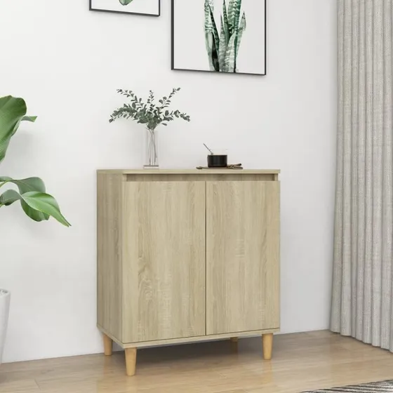 vidaXL Skænk med massive træben 60x35x70 cm, Sonoma-eg