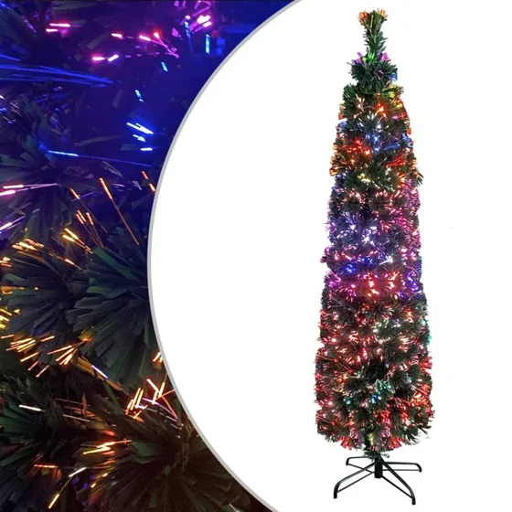 vidaXL Kunstigt Smalt Juletræ 240 cm Fiberoptisk med Fod