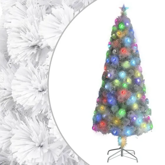 vidaXL Kunstigt Juletræ 240 cm Fiberoptisk Hvid med LED