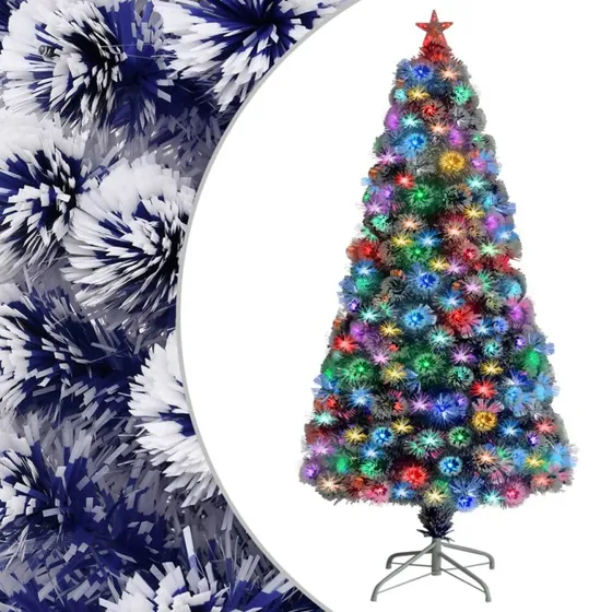 vidaXL Kunstigt Juletræ 120 cm Fiberoptisk Hvid og Blå