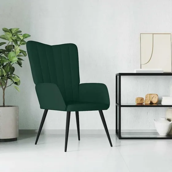 vidaXL Lænestol Fløjl Mørkegrøn 61x70x96,5 cm