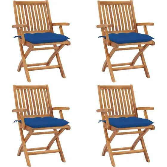vidaXL foldbare havestole 4 stk. i massivt teaktræ