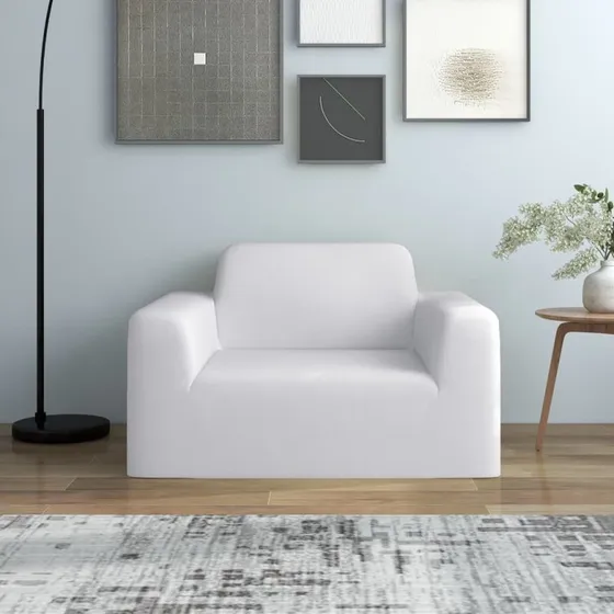 vidaXL Elastisk Sofabetræk Polyesterjersey Hvid 1-personer