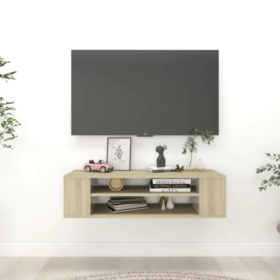vidaXL Væghængt TV-Bord 100x30x26,5 cm Sonoma-eg