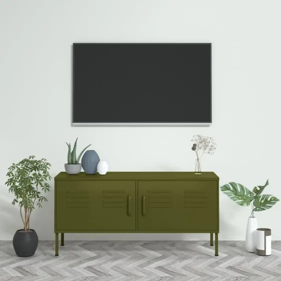 vidaXL TV-skab 105x35x50 cm stål olivengrøn