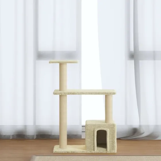 vidaXL Kradsetræ med sisalstolper 70 cm cremefarvet