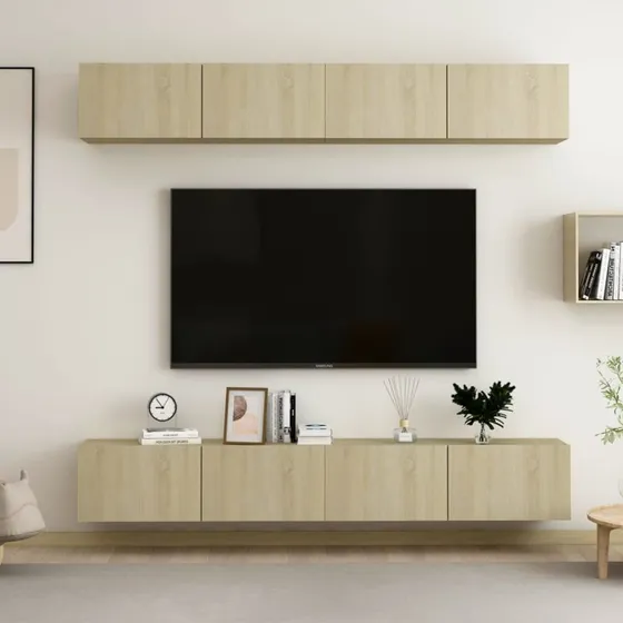 vidaXL tv-skabe 4 stk. 60x30x30 cm konstrueret træ sonoma-eg