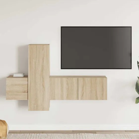 vidaXL tv-skabssæt 3 dele konstrueret træ sonoma-eg 80 cm