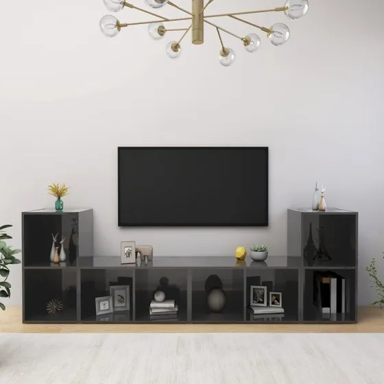 vidaXL tv-skabe 72x35x36,5 cm konstrueret træ grå højglans