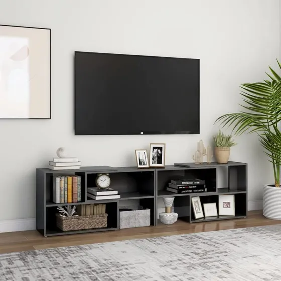 vidaXL tv-skab 149x30x52 cm grå højglans konstrueret træ