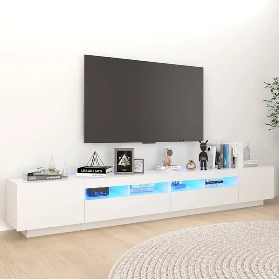 vidaXL TV-skab med LED-lys 260x35x40 cm hvid