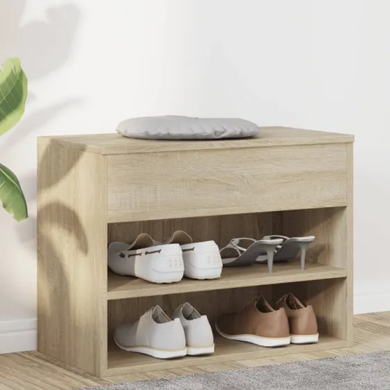 vidaXL Skobænk 60x30x45 cm konstrueret træ sonoma-eg