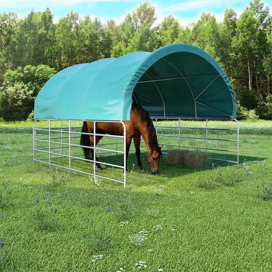 vidaXL Læskur til Husdyr 3,7x3,7 m PVC Grøn