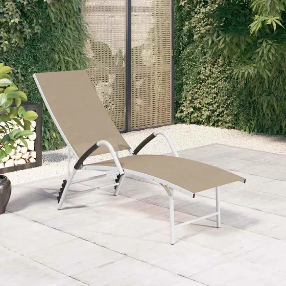 Textilene Creme Liggestol med Aluminium, 120x60x75 cm