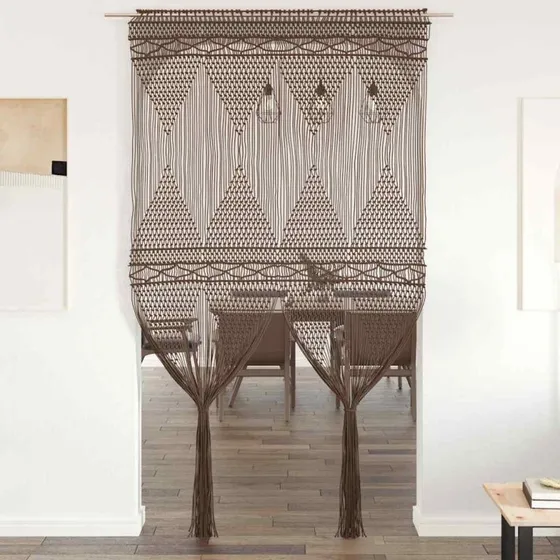 vidaXL Macramégardin 140x240 cm Bomuld Gråbrun