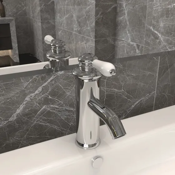 vidaXL vandhane 130x180 mm krom, messing med metalhåndtag