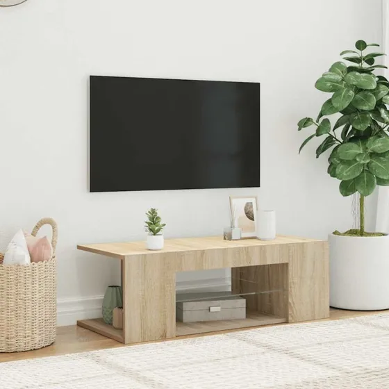 vidaXL tv-bord med LED-lys 90x39x30 cm sonoma-eg