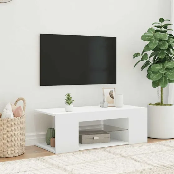 vidaXL tv-skab med LED-lys 90x39x30 cm hvid