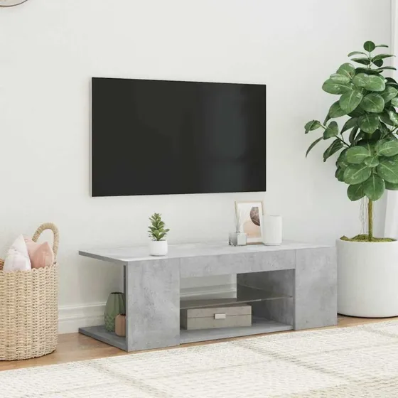 vidaXL tv-bord med LED-lys 90x39x30 cm betongrå