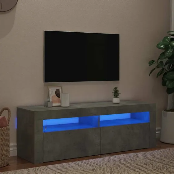 vidaXL tv-bord med LED-lys 120x35x40 cm betongrå
