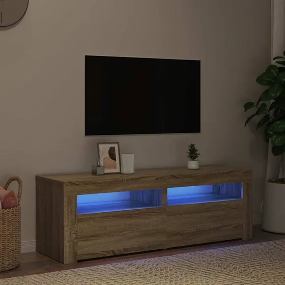 vidaXL TV-bord med LED-lys 120x35x40 cm Sonoma-eg