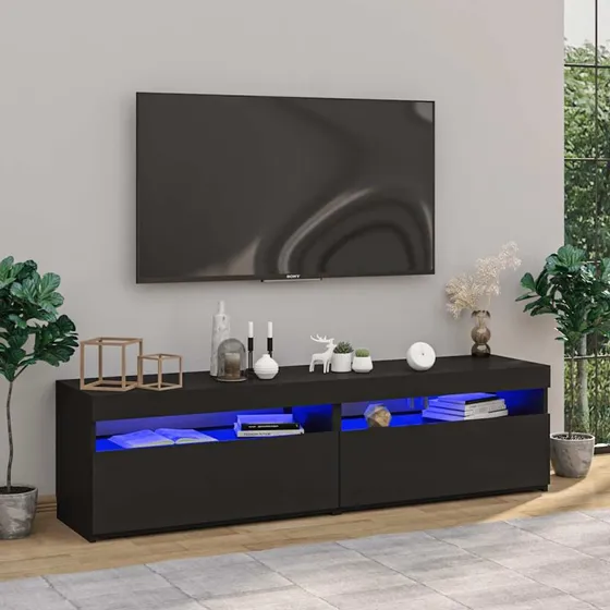 vidaXL 2 stk. tv-borde 75x35x40 cm med LED-lys, sort