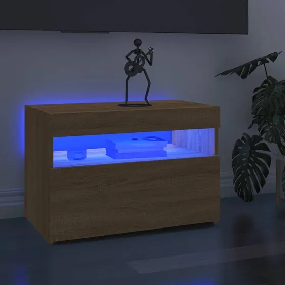 vidaXL Tv-bord med LED-lys 60x35x40 cm Sonoma-eg