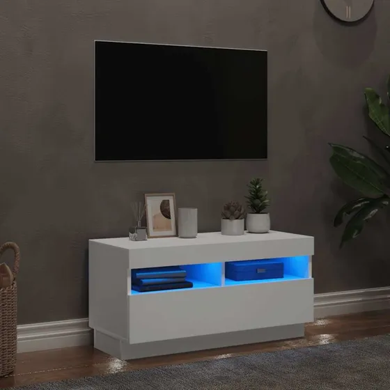 vidaXL TV-skab med LED-lys 80x35x40 cm hvid
