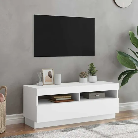 vidaXL tv-skab med LED-lys 100x35x40 cm hvid