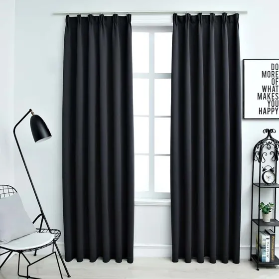 vidaXL Mørklægningsgardiner 2 stk. 140 x 175 cm sort med kroge