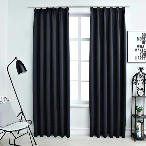 vidaXL Mørklægningsgardiner med Kroge 140 x 225 cm Antracitgrå