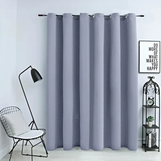 vidaXL Mørklægningsgardin med Metalringe 290 x 245 cm Grå