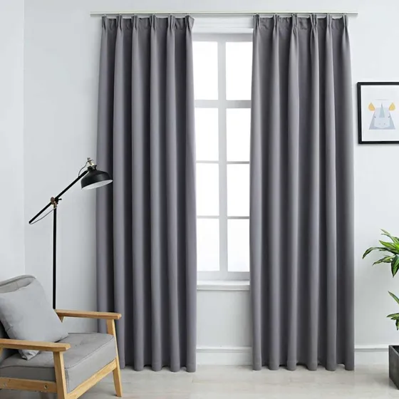 vidaXL Mørklægningsgardiner med Kroge 140 x 225 cm Grå