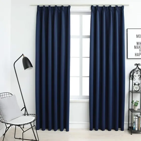 vidaXL Mørklægningsgardiner 2 stk. Blå 140 x 245 cm med kroge