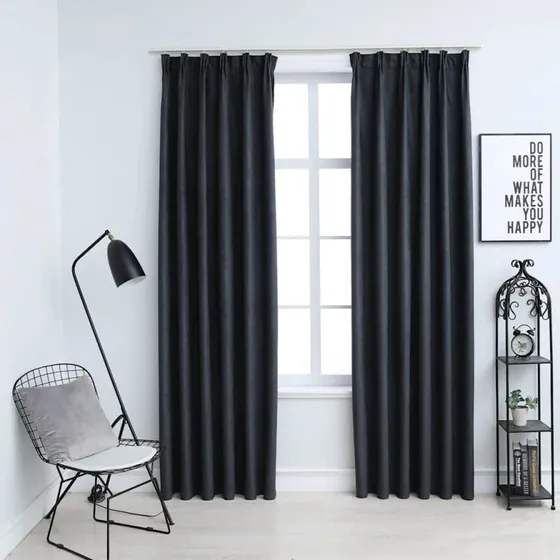 vidaXL Mørklægningsgardiner med Kroge 2 stk. 140 x 245 cm Antracitgrå