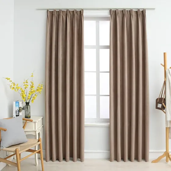 vidaXL Mørklægningsgardiner med Kroge 2 stk. 140 x 175 cm Gråbrun