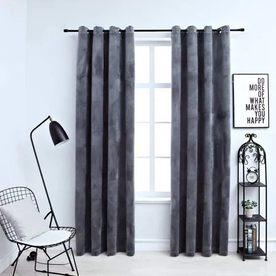 vidaXL Mørklægningsgardiner 2 stk. fløjl antracit 140 x 245 cm