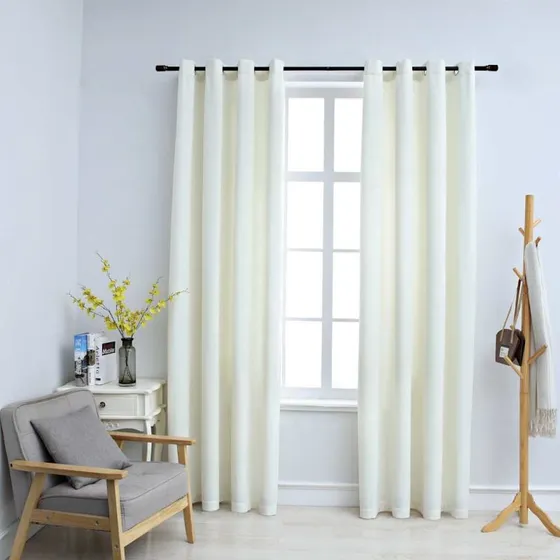 vidaXL Mørklægningsgardiner 2 stk. fløjl creme 140 x 225 cm