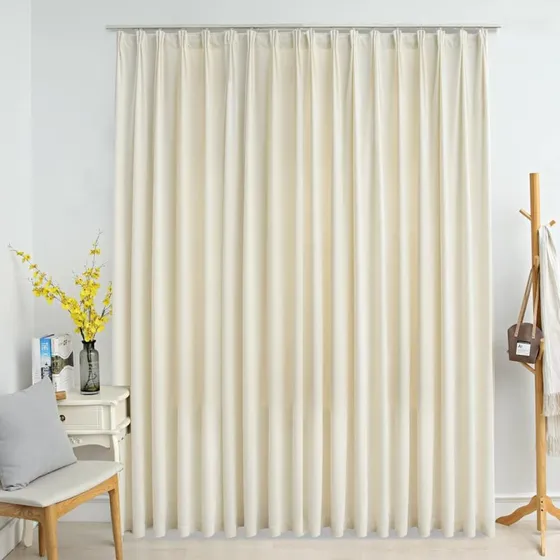 vidaXL Mørklægningsgardin 290 x 245 cm Fløjl Cremefarvet med Kroge
