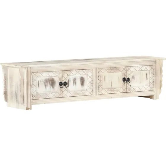 vidaXL tv-skab 140x30x35 cm massivt mangotræ hvid