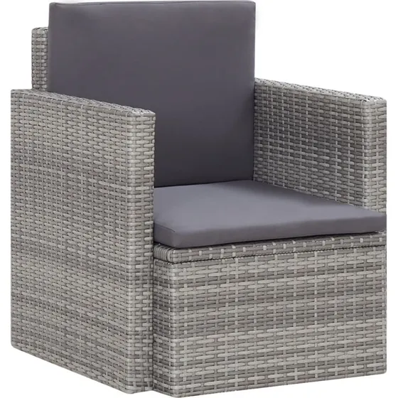 vidaXL Havestol med Hynder, Polyrattan Grå